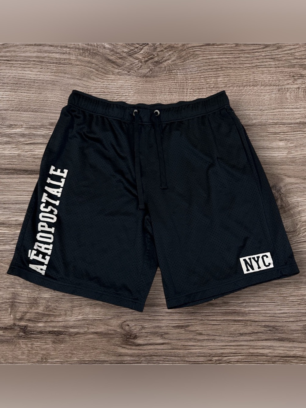Aeropostale Men's Black NYC Large Spell-out Basketball Shorts Size XL